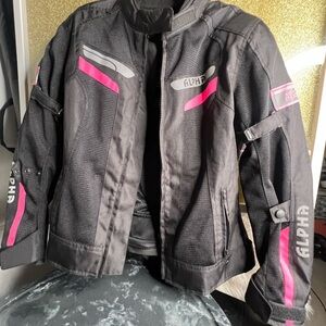 Alpha Cycle Gear Women's Black Pink Motorcycle Jacket